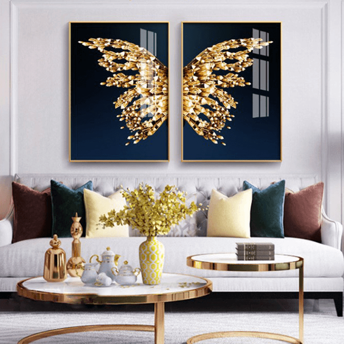 Crystal Butterfly Canvas Paintings (2 Pack)