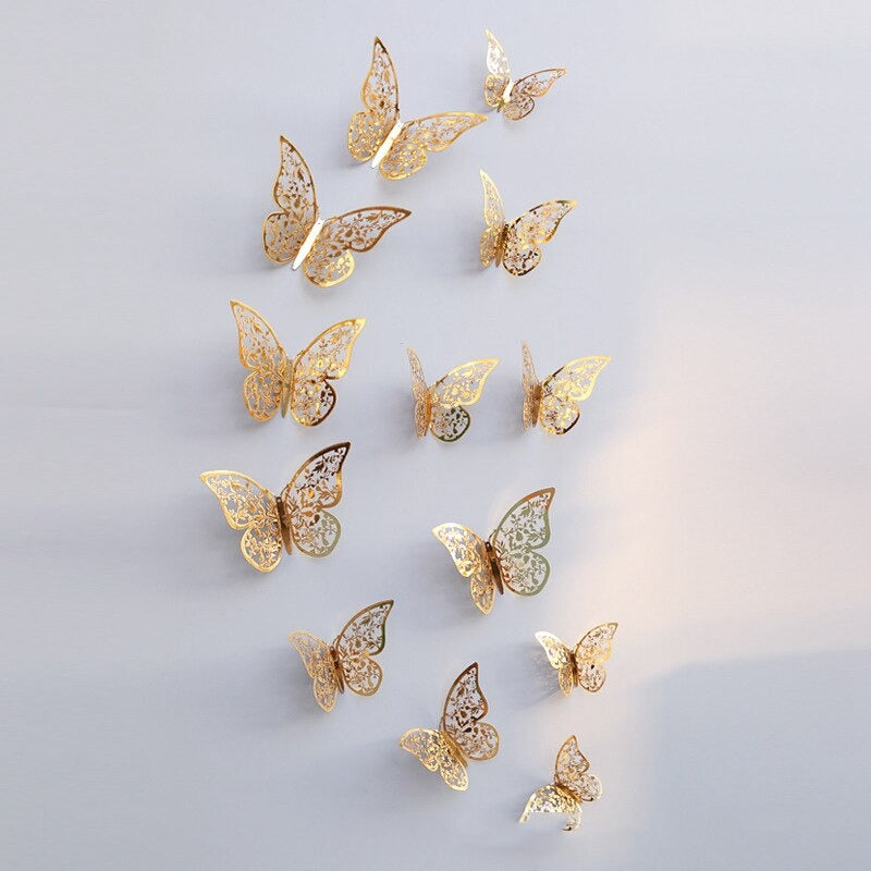 Hollow Butterfly Wall Decor (12 Pieces)