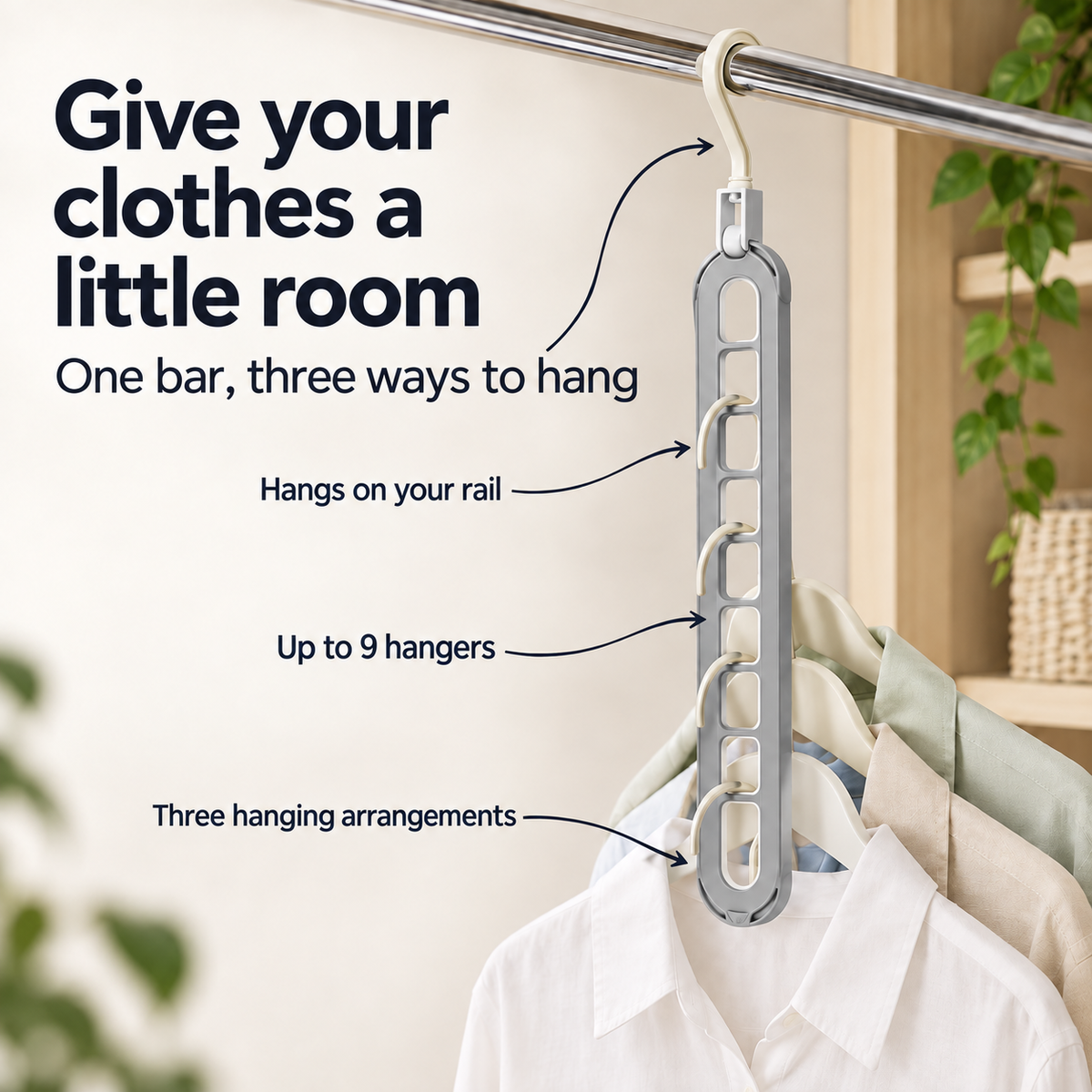 Two-Way Swivel Hanger: Give your clothes a little room