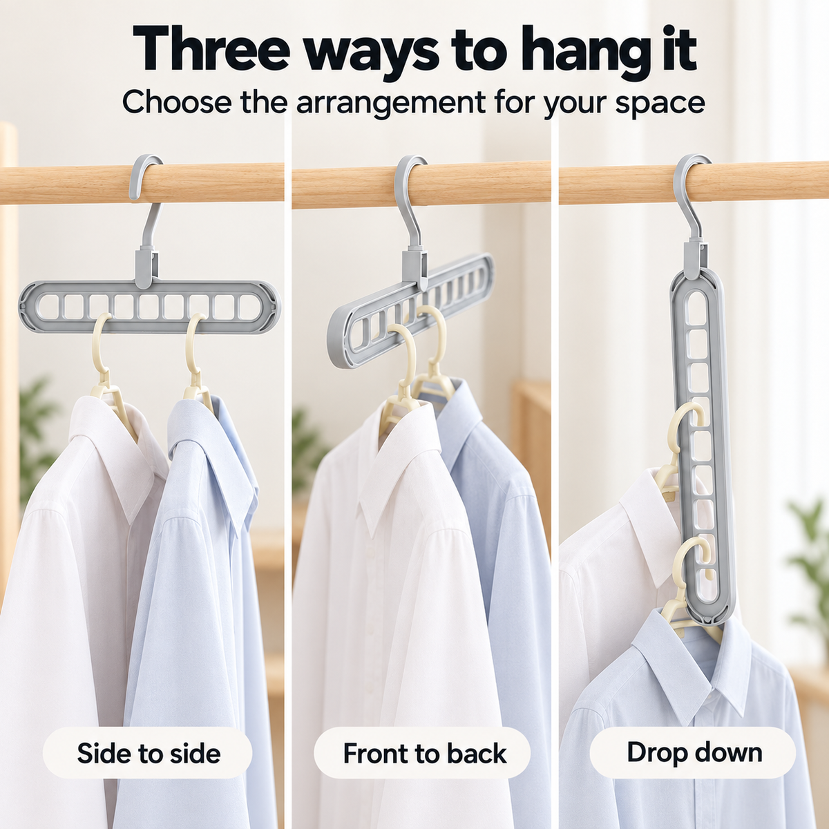 Two-Way Swivel Hanger: Three ways to hang it