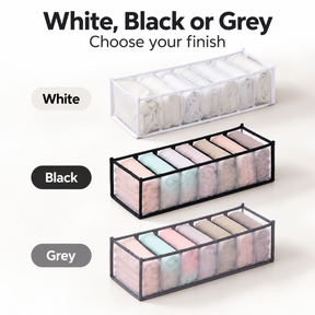Drawer Clothes Organizers: White, Black, and Grey color options