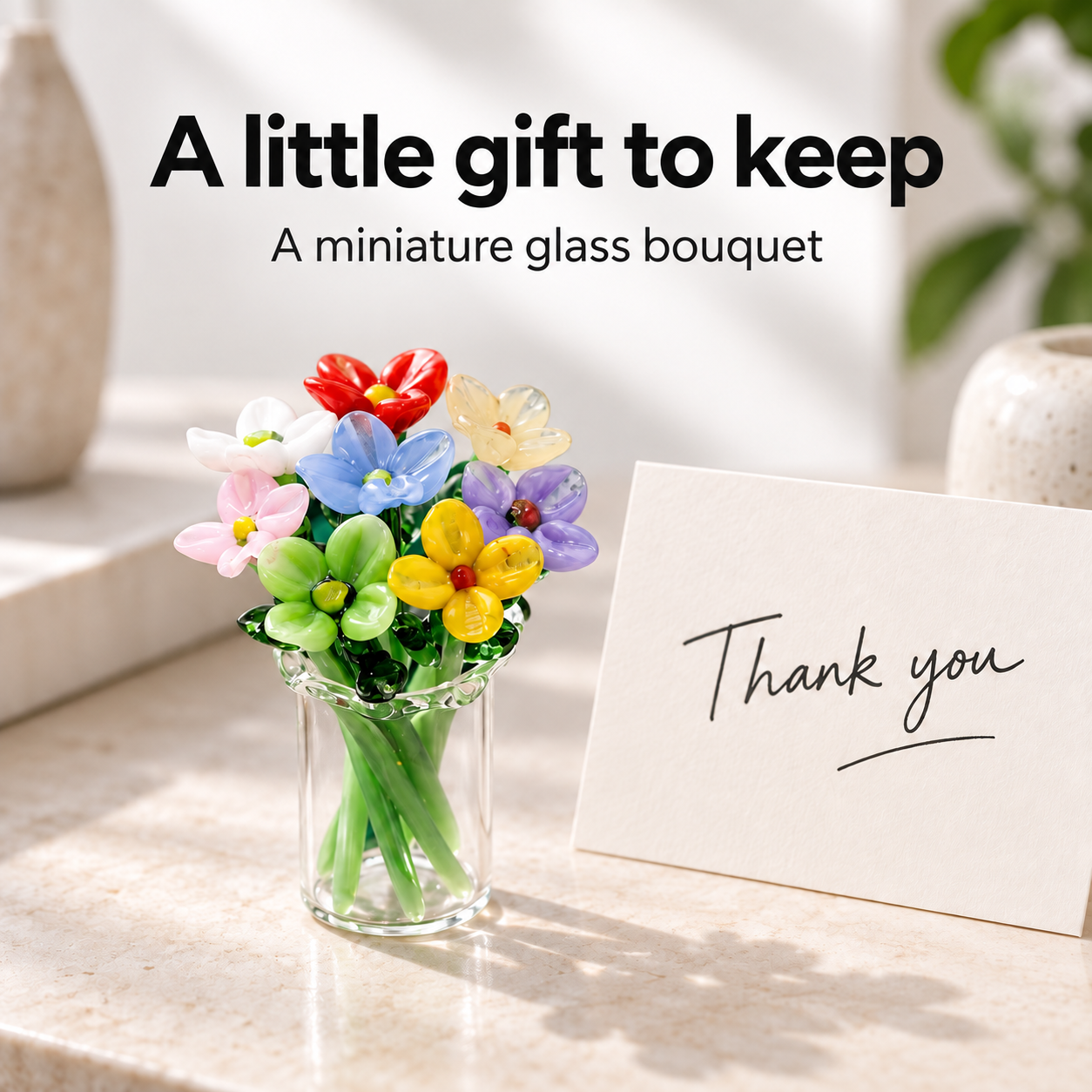 Mini Glass Flower Bouquet