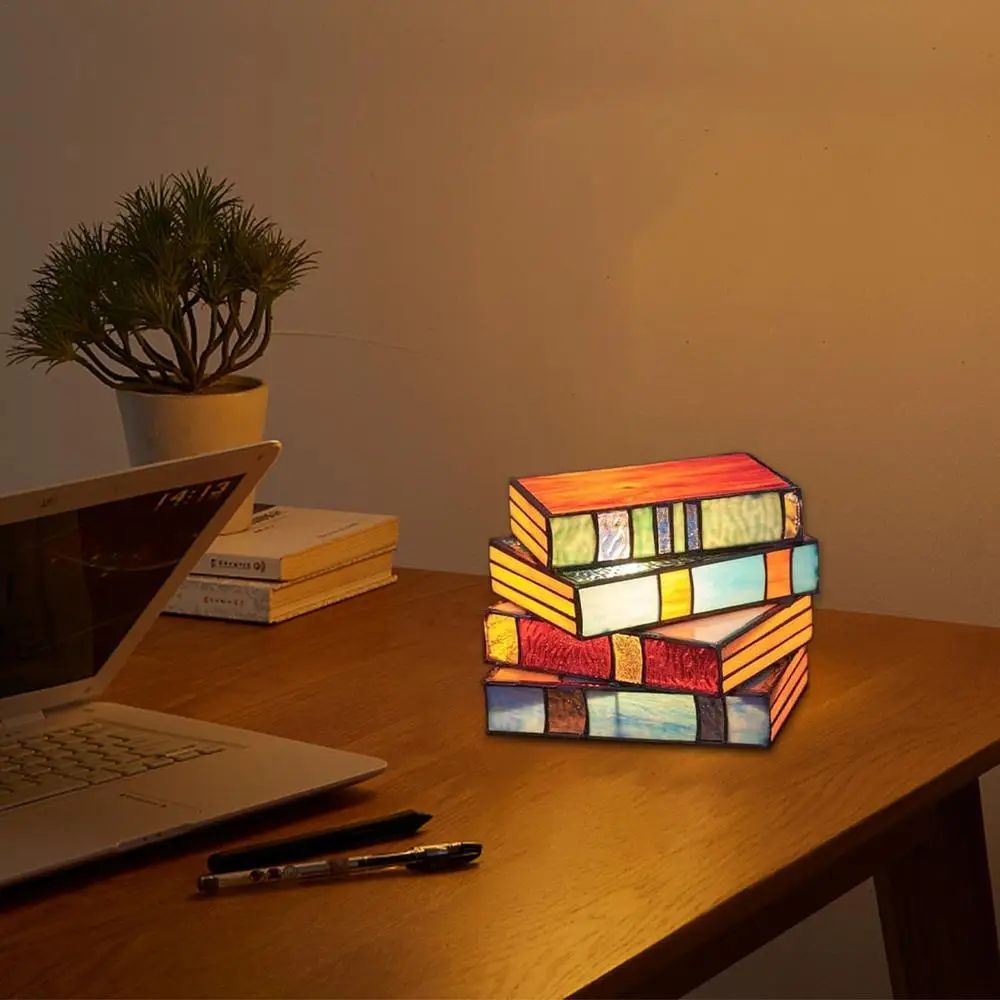 Stained Glass Books Lamp