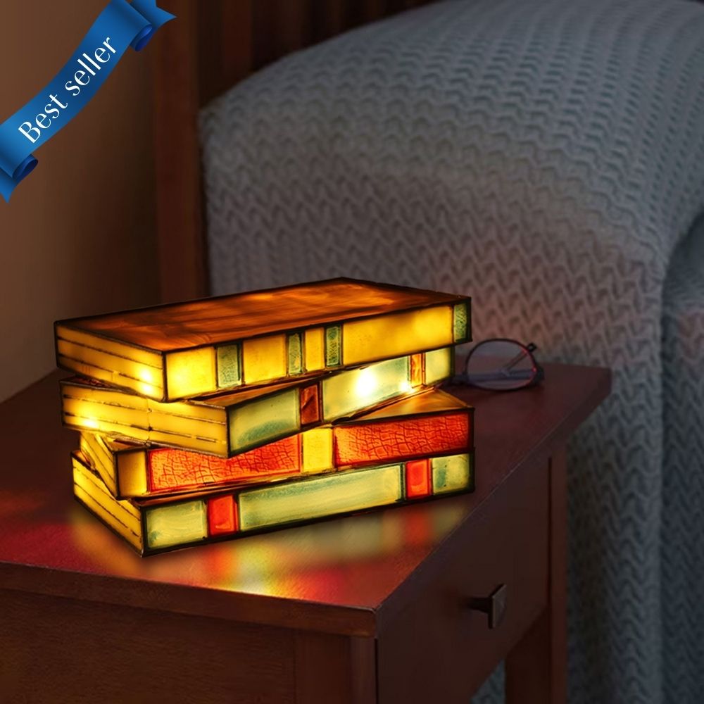 Stained Glass Books Lamp