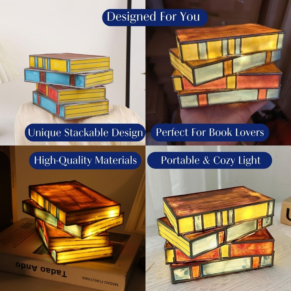 Stained Glass Books Lamp