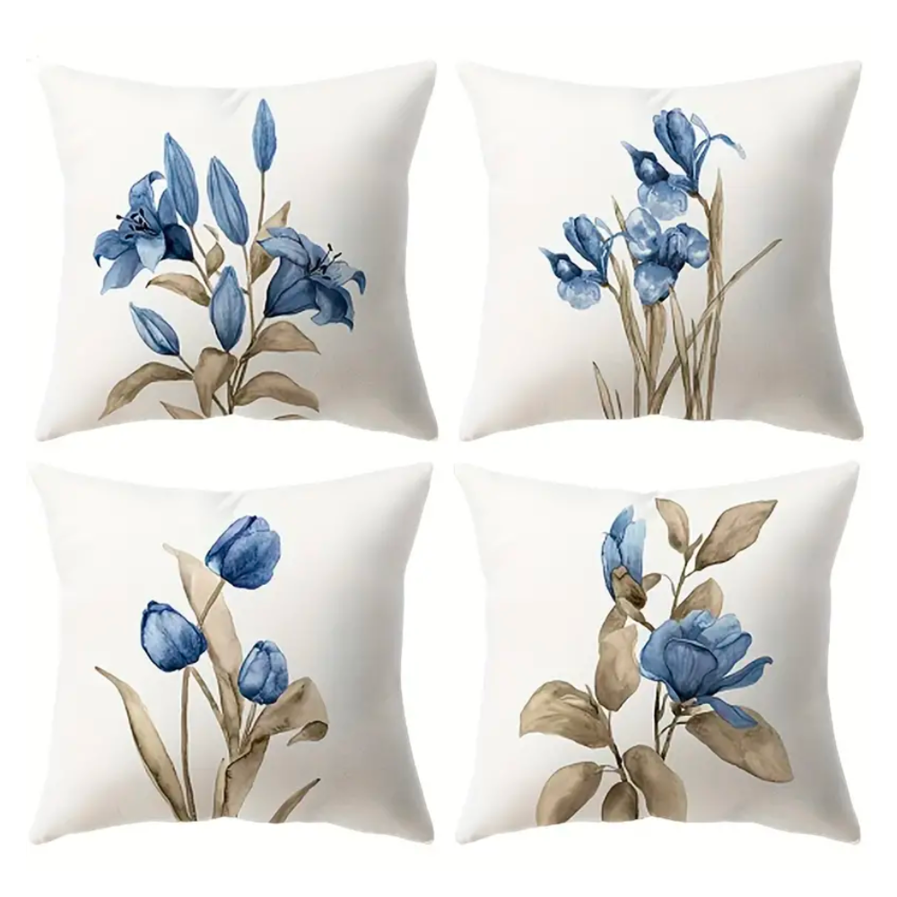 Blue Flowers Cushion Covers