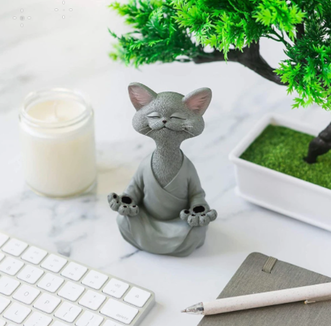 Meditating Cat Figurine