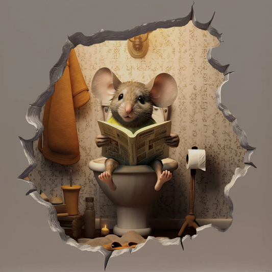 Sitting Mouse Hole Decal