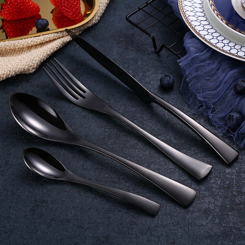 All Black Flatware Set