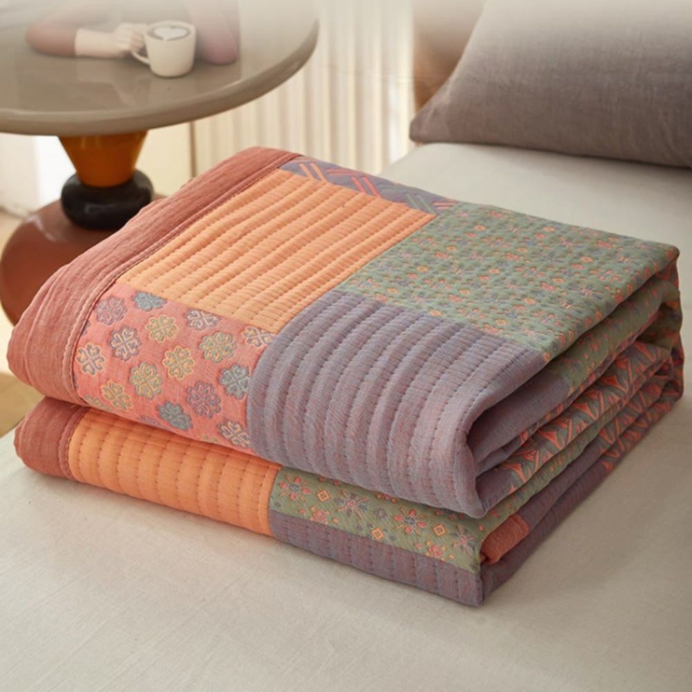 Reversible Colorful Cotton Square Quilt