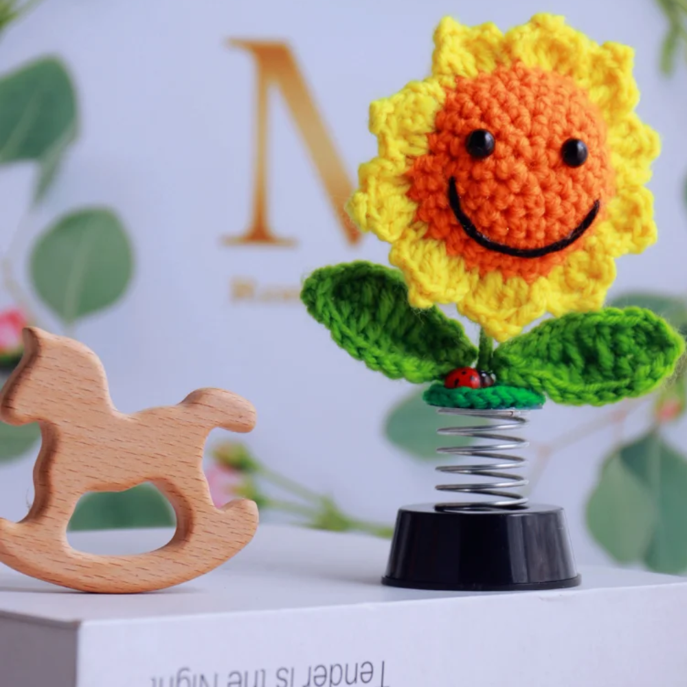 Car Dashboard Crochet Sunflower