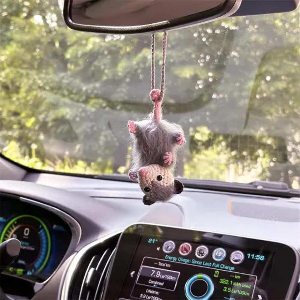 Crochet Possum Car Charm