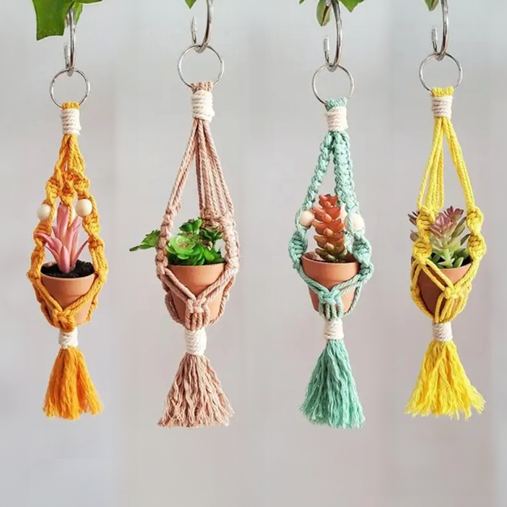 macrame plant hanger for car Macrame Car Plant Hanger