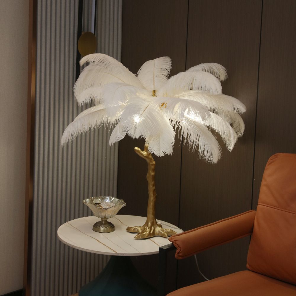 Ostrich Feather Table Lamp