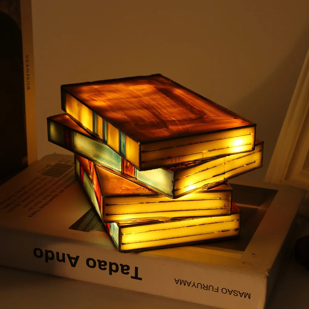 Stained Glass Books Lamp