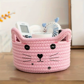 Cozy Cat Woven Basket