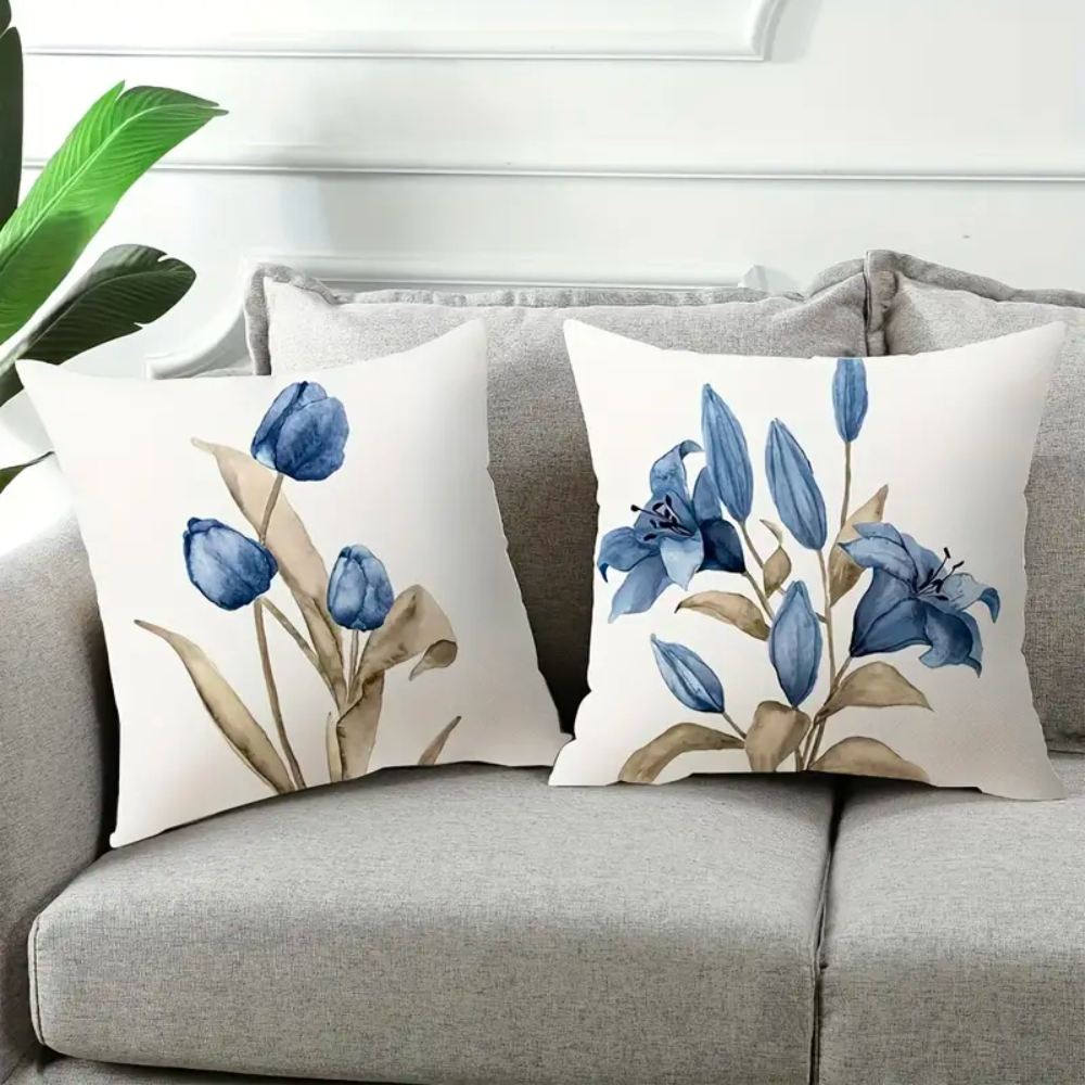 Blue Flowers Cushion Covers