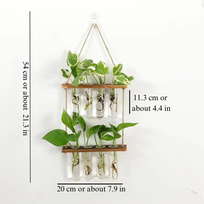 plant propagation wall hanging Wall Hanging Planter Terrarium with Wooden Stand, 3 Tiered Mini Test Tube Flower Vases Retro Hanging Glass Planter Propagator for Hydroponic Plants