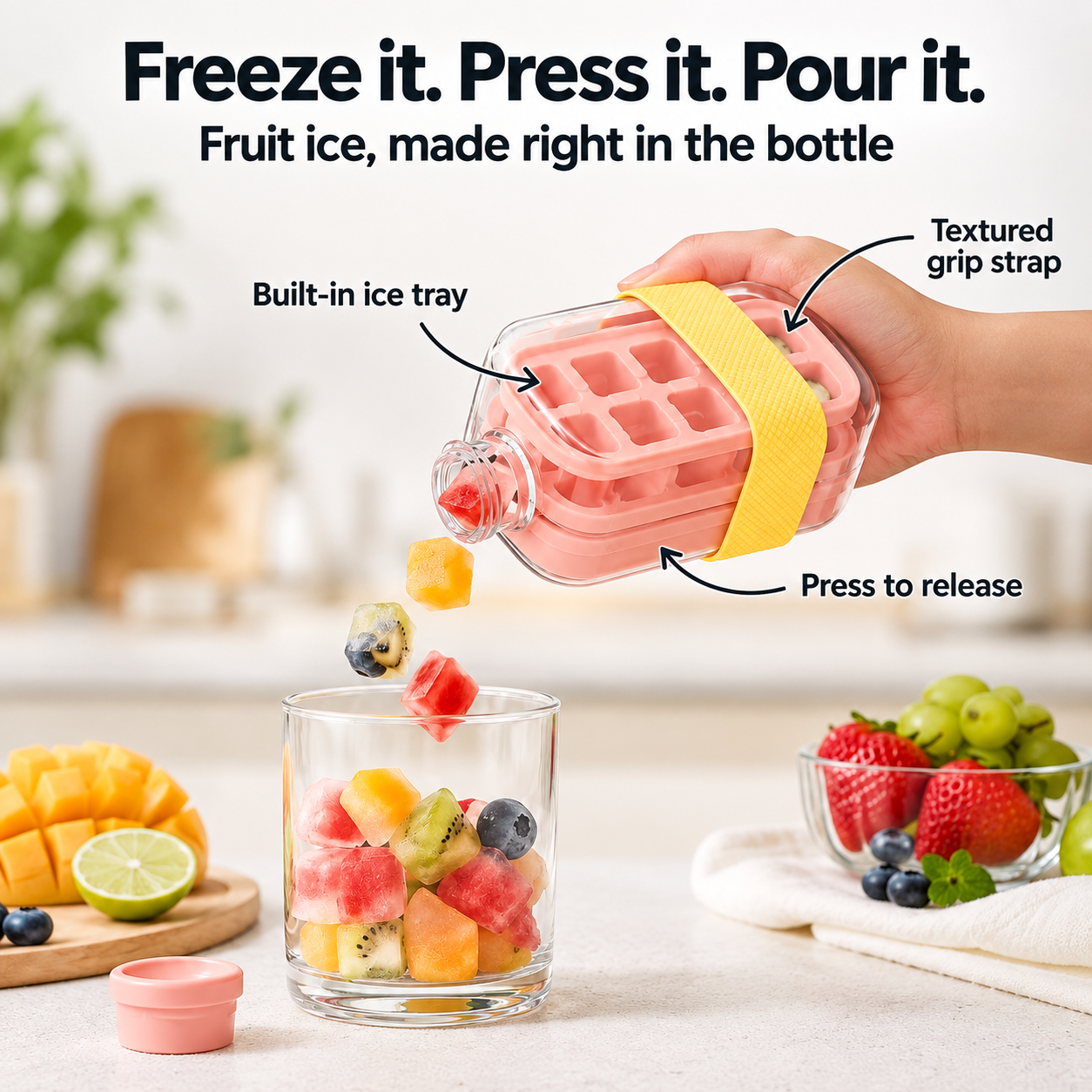 Fruit ice made inside the ChillSip bottle