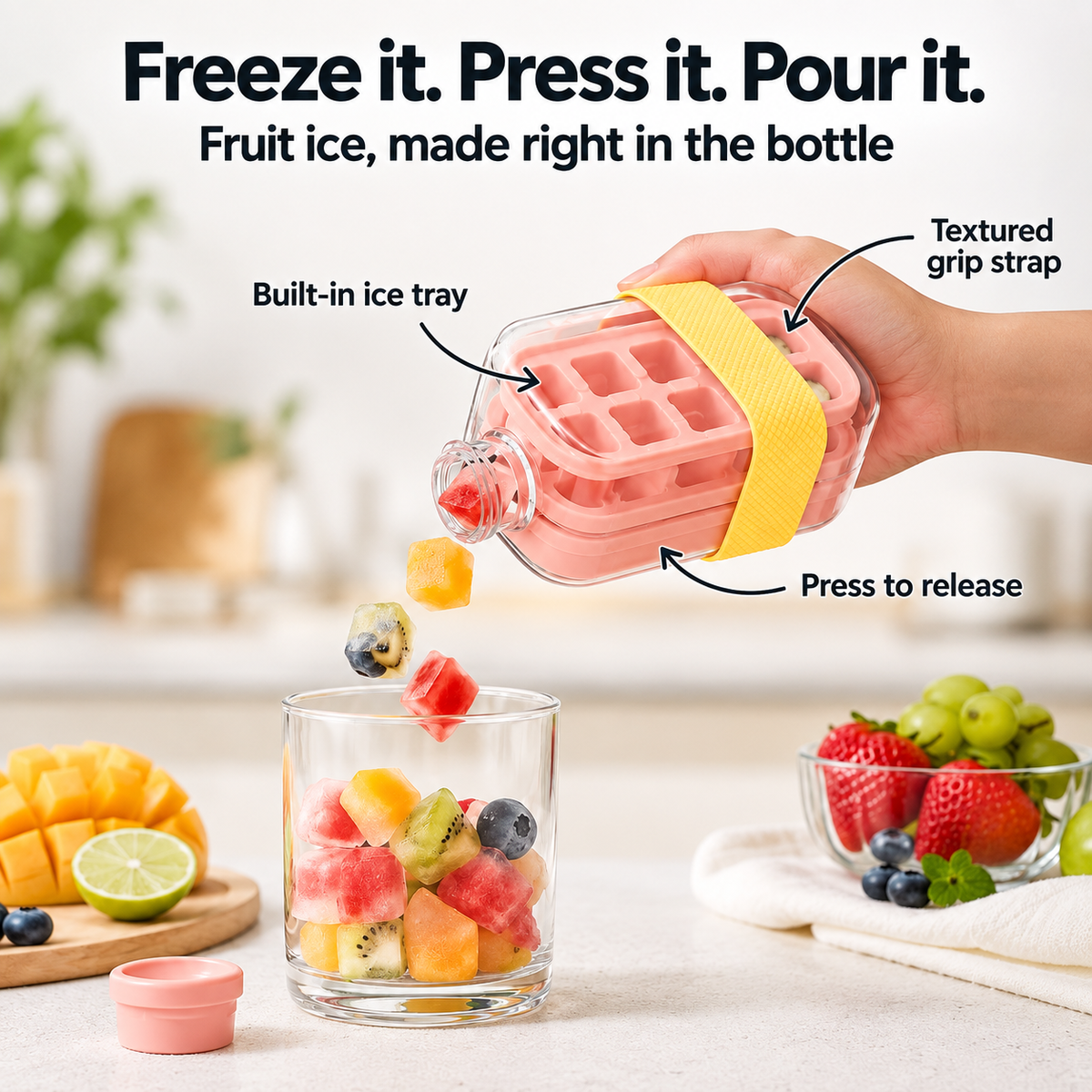 Fruit ice made inside the ChillSip bottle