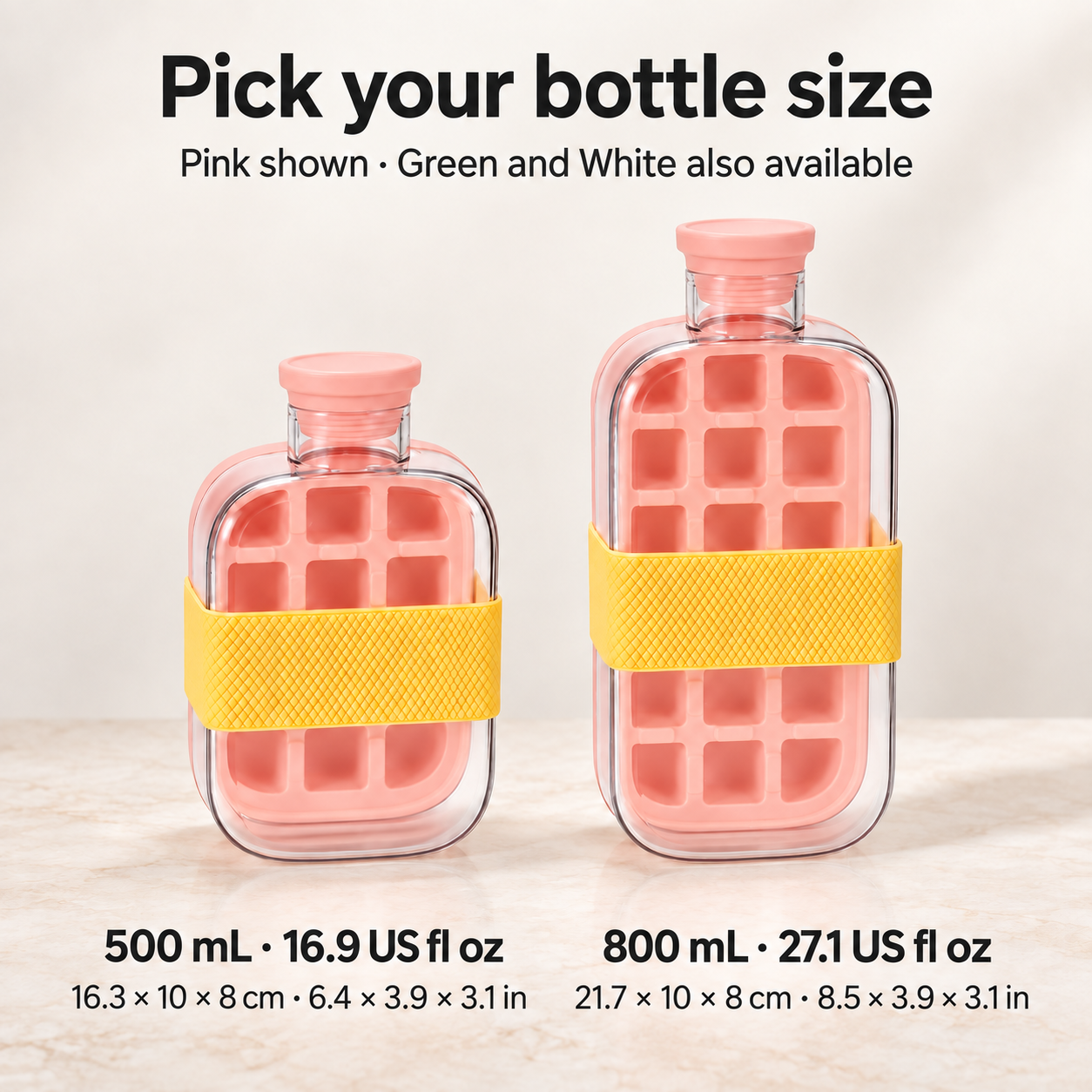 ChillSip size guide with US fluid ounces and inches