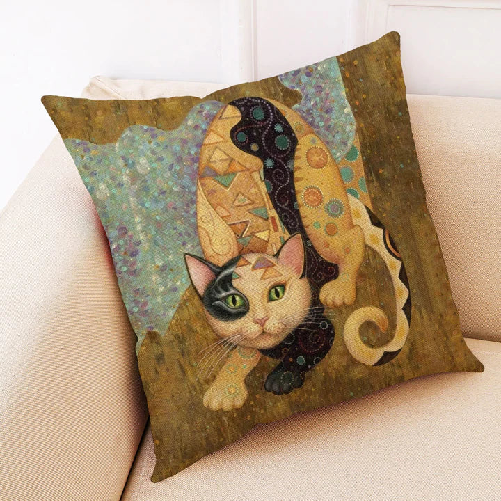 Kitty Oil Painting Cushion Covers
