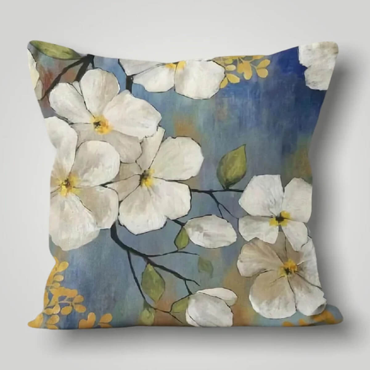 Grey Flower Cushion Cover