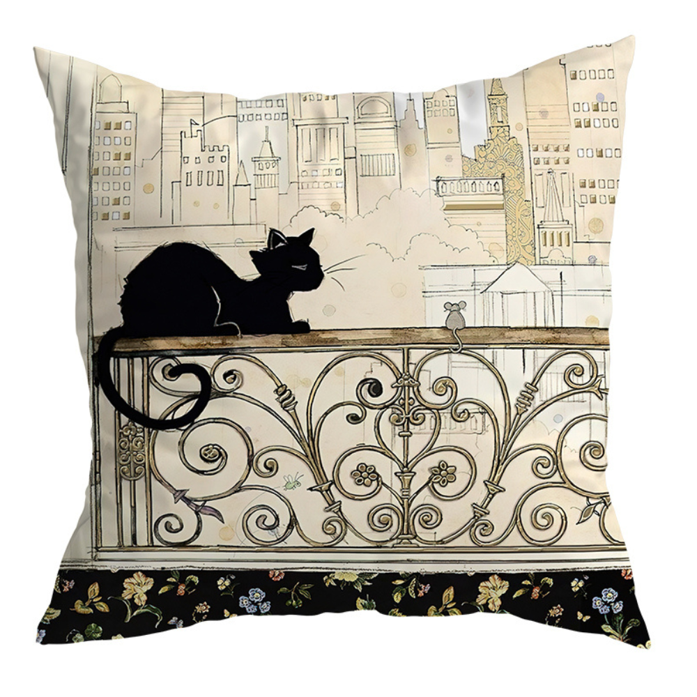 Vintage Black Cat Cushion Covers