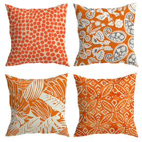 4 Pack Orange Puff Cushion Covers
