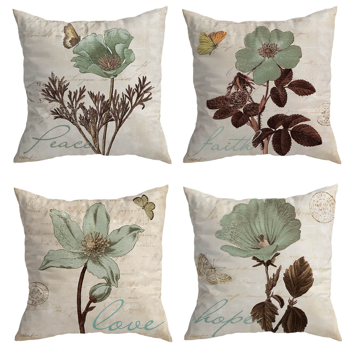 4 Pack Butterfly Flower Cushion Covers