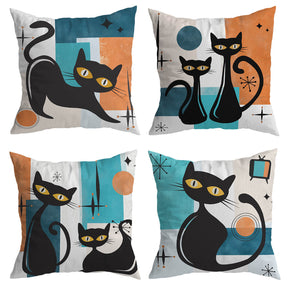 4 pack Atomic Retro Cat Cushion Covers