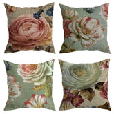 4 Pack Vintage Spring Flowers Cushion Covers