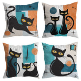 4 pack Atomic Retro Cat Cushion Covers