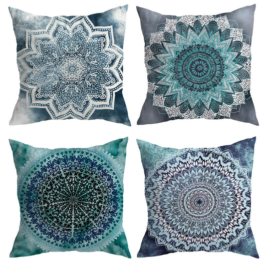 4 Pack Mandala Flower Cushion Covers