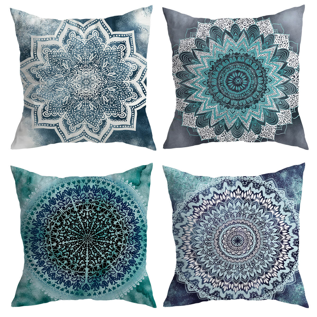 4 Pack Mandala Flower Cushion Covers