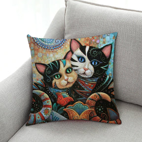 Kitty Oil Painting Cushion Covers