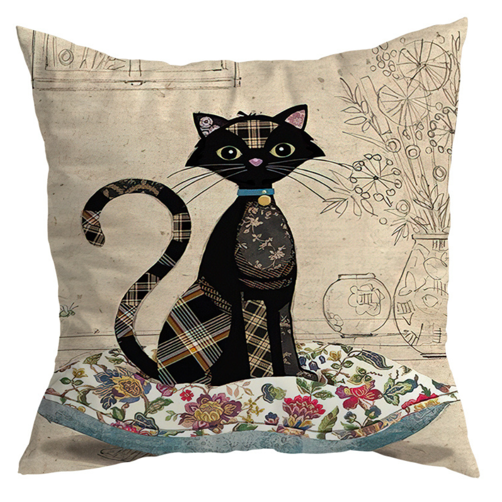 Black on sale cat cushion