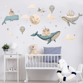 Flying Whale Wall Decal