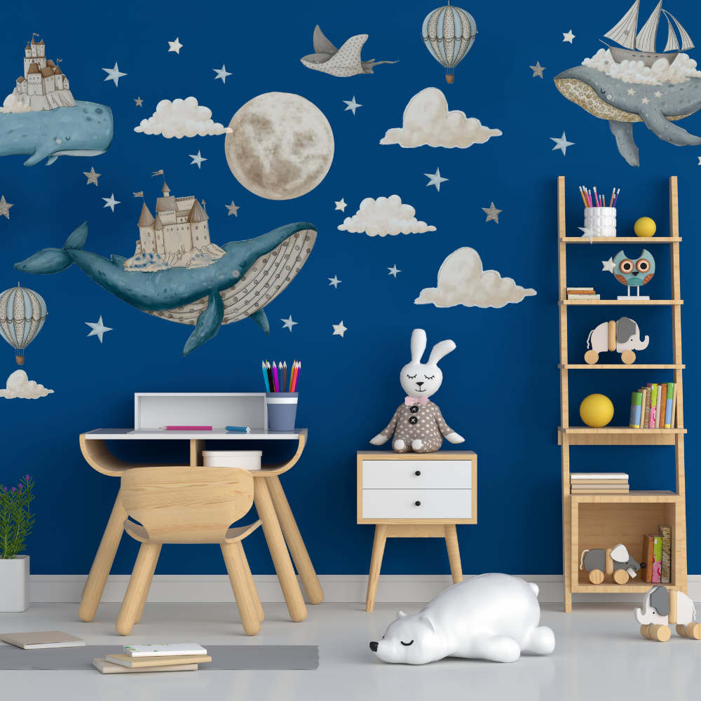 Flying Whale Wall Decal
