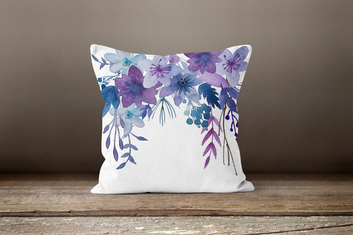 Purple reflected floral pillow