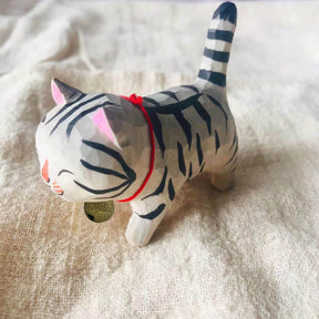 Hand-Carved Cat Figurines