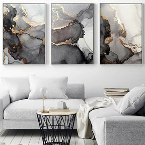Golden Marble Canvas Paintings (3 Pack)